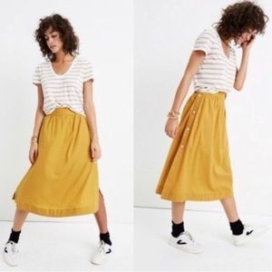 Yellow Madewell side Button midi skirt